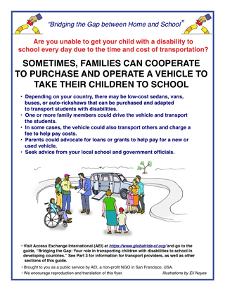 Sometimes families can cooperate to purchase and operate a vehicle to take their children to school